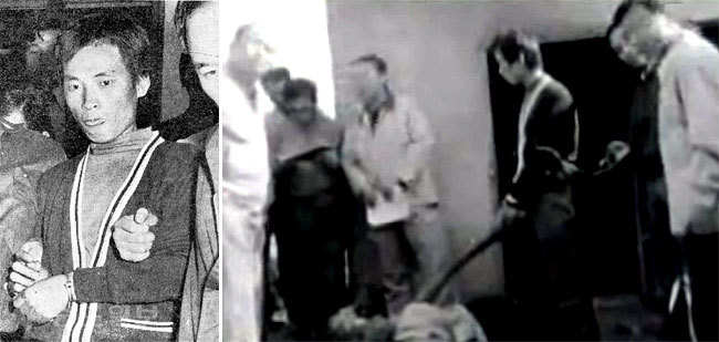 Tutuklanan Kim Dae-du ve cinayet mahalli yeniden canlandırması 1975