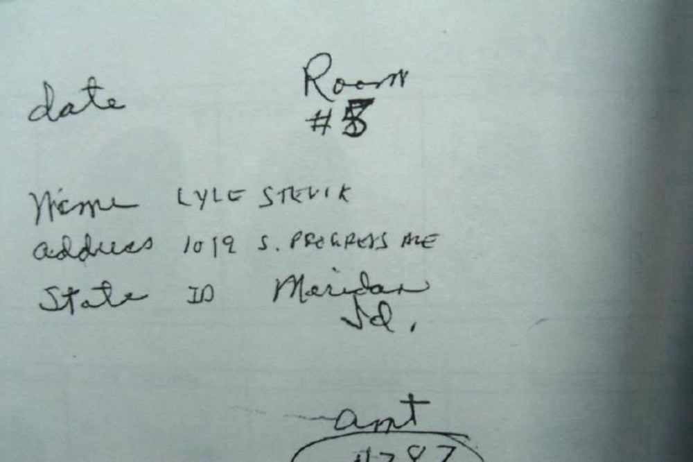 Lyle Stevik motel odası kanıt fotoğrafı